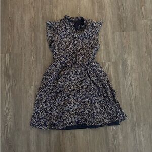 Madewell Printed Flowery Dress in Navy and Gray